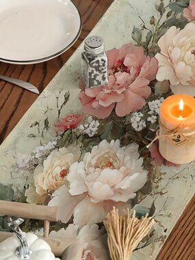 Last One! NEW Roses Floral Table Runner 13 x 72